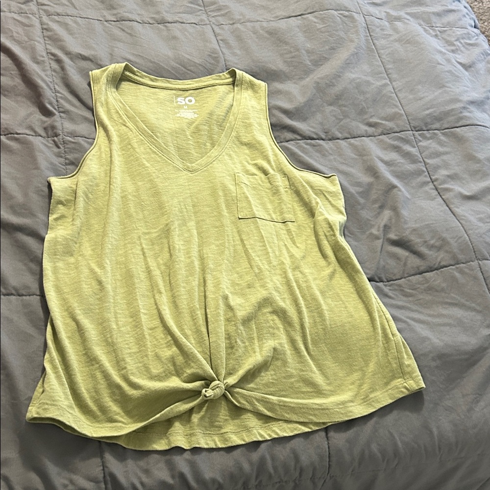 SO Women's Light Green Tank Top with Knot Detail